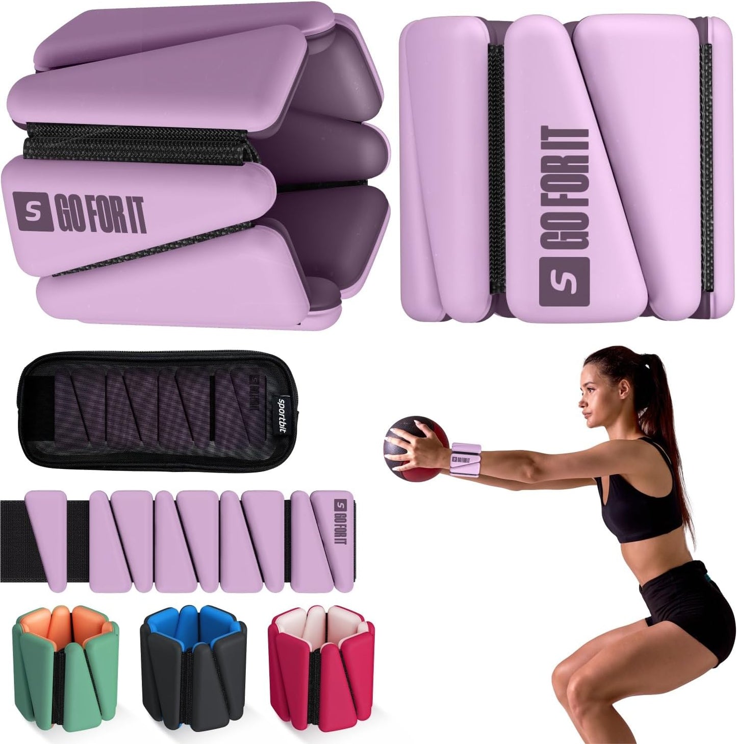 SPORTBIT Wrist and Ankle Weights for Women - Set of 2 (1lb Each) Wearable Ankle & Wrist Weights