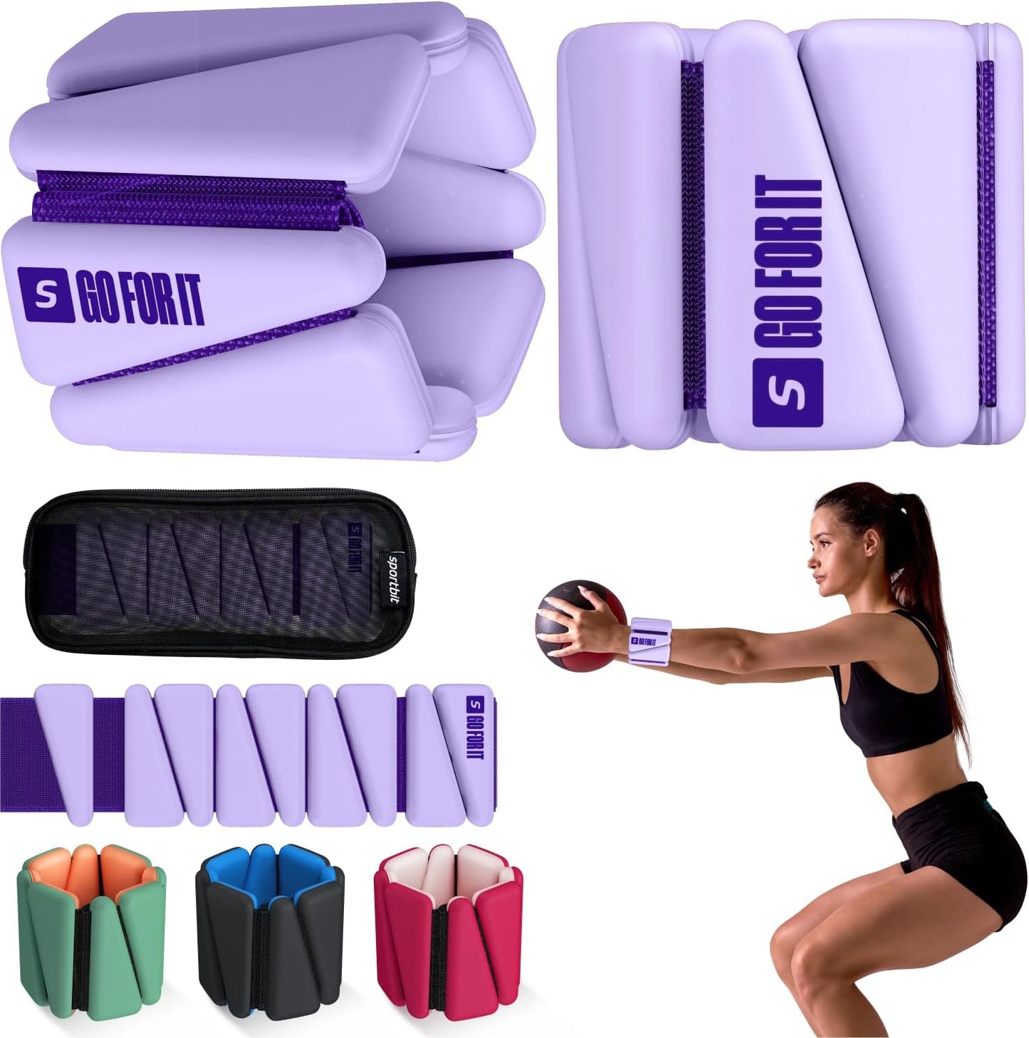 SPORTBIT Wrist and Ankle Weights for Women - Set of 2 (1lb Each) Wearable Ankle & Wrist Weights