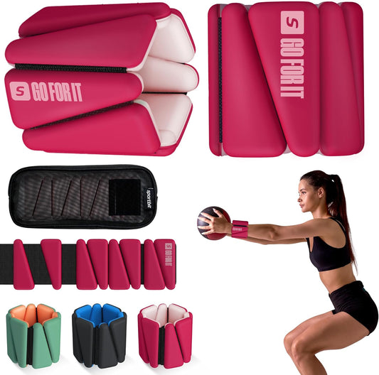 SPORTBIT Wrist and Ankle Weights for Women - Set of 2 (1lb Each) Wearable Ankle & Wrist Weights