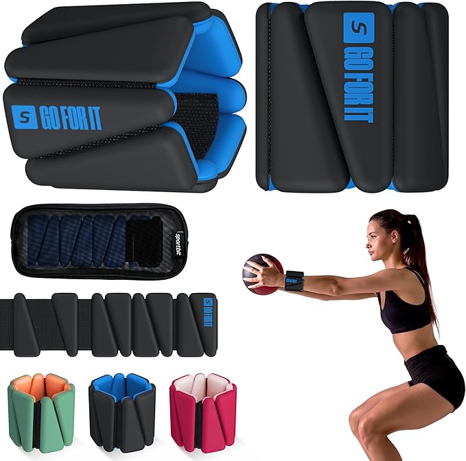 SPORTBIT Wrist and Ankle Weights for Women - Set of 2 (1lb Each) Wearable Ankle & Wrist Weights